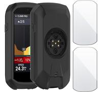 Loc-Coque Compatible Avec Garmin Edge 1050 + 2 Protections D'écran En Verre Trempé,Coque De Protection En Silicone ¿ Accessoires De Vélo Gps Pour Garmin Edge 1050 - Noir
