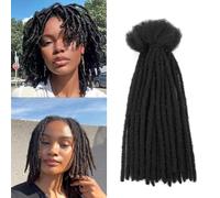 Loc Extensions for Man/Women 0.4cm 30 Strands Soft Synthetic Hair Dreadlocks Extensions for Braiding Dread Lock for Braiding Handmade Dreadlock Extensions Crochet Hair Bundles (1B, 12inch)