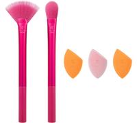 Loc-Limited Edition Starlite Nights Brush+Sponge Kit,Makeup Brush & Makeup Blending Set,For Concealer,Foundation,& Powder,For Matte Or Dewy Skin,5 Piece Gift Set