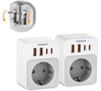 Loc-Lot De 2 Adaptateur Pr Angla Vers France,Pr Uk Pliable Avec 2 Usb C Et 2 Usb A,Charge Rapide 20W,Adaptateur Type G Pour Irlande Uk Dubai Écosse Seychelles Malte Kenya Tanzanie