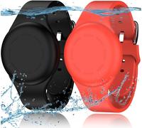 Loc-Lot De 2 Étuis Étanches Pour Bracelets Air Tag Compatibles Avec Apple Air Tag Finders En Silicone Souple,Anti-Perte D'Objets Gps,Noir/Rouge