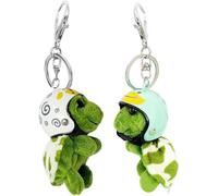 Loc-Porte-Clés En Forme De Tortue De Moto,Lot De 2 Porte-Clés Tortue Porte-Clés Tortue Drôle Décoration De Tortue De Dessin Animé Vert Porte-Clés Personnalisé En Forme De Tortue Avce Casque Amovible