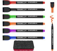 Loc-Set De 6 Feutres Tableau Blanc Effacable Et 1 Gomme Magnétique Grand Tableau Vague,Feutre Ardo Effacable Avec Ventouse Magnétique Et Gomme Pour Écrire Et Dessiner