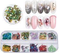 Loc-Tranches De Coquillages Irréguliers D'ormeau 12 Couleurs,3d Nail Art Shell Piece Nail Patch Sirène Flocons Pour Nail Art Décoration Paillettes Stickers(Style 2)
