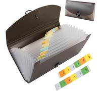 Loc-Trieur 13 Compartiments,Organisateur Document B6,Plastique Trieur Valisette Ticket Avec Étiquettes/Boucles,Trieur Accordéon,Gris Extensible Pochettes 13 Poches Pour Documents,Pour Bureau Maison