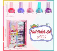 Loc-Vernis À Ongles Pour Enfants,Maquillage Enfant Fille Vernis À Ongle,Peel-Off Non Toxic Vernis À Ongles Enfant,Coffret De 5 Vernis À Ongles À Paillettes Pour Les Filles À Parti Cadeau