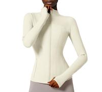 Locachy Veste de sport ajustée, fermeture à glissière intégrale, passe-pouces, pour footing, fitness, entraînement, pour femme, Medium