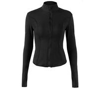Locachy Veste de sport pour femme avec poches et fermeture éclair intégrale, noir, Medium