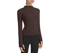 Locachy Veste de sport pour femme avec poches, fermeture éclair intégrale et trous pour les pouces, Medium
