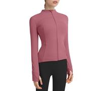 Locachy Veste de sport pour femme avec poches, fermeture éclair intégrale et trous pour les pouces, Medium