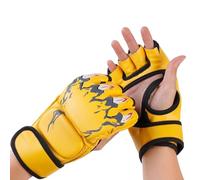 LOCADENCE Half Finger Boxing Fight Gloves, Open Palms Breathable Punch Sag Training Gants avec Bracelet Poignet Réglable pour les Amateurs de Sport (Gelb)