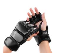LOCADENCE Half Finger Boxing Fight Gloves, Open Palms Breathable Punch Sag Training Gants avec Bracelet Poignet Réglable pour les Amateurs de Sport (Schwarz)