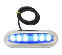 LOCADENCE Lampe LED pour Bateau, 12 V 24 V ml, 6 Perles Lumineuses LED IP68 en Acier Inoxydable, Câble d'Alimentation de 1,5 M, Lumière Sous Marine pour Bateaux, Yachts, Océans (Lumière bleue)