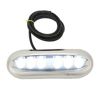 LOCADENCE Lampe LED pour Bateau, 12 V 24 V ml, 6 Perles Lumineuses LED IP68 en Acier Inoxydable, Câble d'Alimentation de 1,5 M, Lumière Sous Marine pour Bateaux, Yachts, Océans (Lumière blanche)
