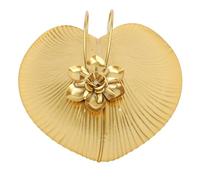 LOCADENCE Napkin Holder for Table, Iron Leaf Shaped Table Napkin Dispenser with Weighted Arm, Modern Decorative Flat Napkin Holder, Paper Holder for Kitchen Restaurant Wedding (Or)