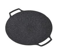 Locadence Poêle à griller, plaque de cuisson ronde antiadhésive pour barbecue, gril chaud avec 2 poignées, poêle à griller compatible avec cuisinière à induction, cuisinière à gaz