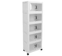 Locadence Rangement Empilables, Organisateurs Placards Épaissis Grande Capacité avec Roues, Conteneurs Rangement Pliables pour la Garde Robe Dortoir la Maison (5 Tier)