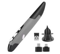 Locadence Souris Optique de Poche, 1,5 V, 6 Ma, 4 Touches, 3 Étapes DPI, Réglable, Universel, 2,4 G, sans Fil, USB, Type Stylo Lumineux, Stylet d'Ordinateur, Pièces pour PC (Gris)