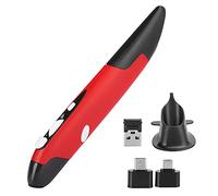 Locadence Souris Optique de Poche, 1,5 V, 6 Ma, 4 Touches, 3 Étapes DPI, Réglable, Universel, 2,4 G, sans Fil, USB, Type Stylo Lumineux, Stylet d'Ordinateur, Pièces pour PC (Rouge)