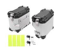 Locadence Valise latérale pour Moto 38 L avec Serrure et poignée, Sacoche Rigide résistante à l'eau pour Moto, Support de Rangement latéral à dégagement Rapide, sacoches de Moto (Argent)