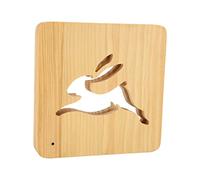 Locadence Veilleuse 3D Sculptée Bois, Lampe Table Chevet LED au Design Lapin Creux, Lampe Bureau pour Chambres, Salons, Décoration Salles d'Étude