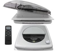 Local de lucarne en verre transparent coloré 40 x 40 cm + ventilateur + cadre intérieur avec éclairage LED