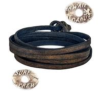 LOCAL LEAGUE Bracelet en cuir SURF CREW HAWAII pour homme et femme - en cuir véritable, réglable jusqu’à 95 cm, fait main en Europe (Café noir)