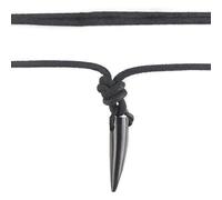LOCAL LEAGUE Collier en Cuir Ajustable & Pendentif DENT D’ANIMAL 'OUTBACK HUNTERS' - Noir - pour Homme (Imitation), pour Petit ami, Surfeurs, Copain, de Vacances Festival Voyage Fête Clubbing