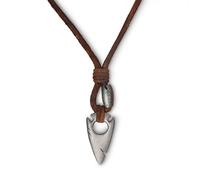 LOCAL LEAGUE Collier en Cuir & Pendentif métallique en forme de POINTE DE FLÈCHE ‘OCEAN HUNTERS’ pour Homme, pour Petit ami Surfeurs, Copain, de Vacances Festival Voyage Fête W nd, 55 cm