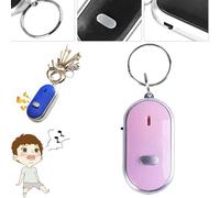 Localisateur de clés, capteur activé par le son, télécommande portable, sifflet, localisateur d'objets intelligents, alarme anti-perte, porte-clés avec lumière flash (rose)