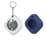Localisateur de clés intelligent compatible avec A-pple Find My APP Pet Kids Luggage Key Finder Tracking Global Accurate Positioning Bluetooth Tag Tracker (coque blanche + bleue)