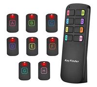 Localisateur de clés, localisateur d'articles RF sans Fil avec Lettres, traqueur de clés avec bip sonore Fort de 85 DB et télécommande de 35 m, 8 récepteurs, étiquettes et Porte-clés Anti-Perte