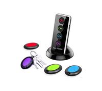 Localisateur de clés, radiofréquence sans fil 80 dB avec une portée de 39,6 m, télécommande avec lampe torche LED, socle