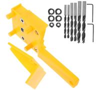Localisateur de Perçage pour Trous Droits, Gabarit Menuiserie | Alignement des Tourillons, Angles et Profondeurs Réglables, Plastique et Acier Inoxydable, Jaune