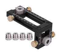 Localisateur de poinçons pour perceuse - Outil de menuiserie, guide de perçage de vis de précision avec 4 tailles de douilles, poinçon à tête plate oblique croisée réglable pour