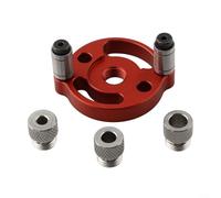 Localisateur de trou de perçage pour le travail du bois, gabarit de poche en alliage d'aluminium, guide de perçage vertical à centrage automatique avec 3 bagues (6/8/10 mm) (rouge)