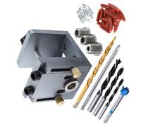 Localisateur de trou oblique - Guide de perçage de poche - Outil de menuiserie en aluminium avec foret de 9/9,5 mm - Poche en aluminium
