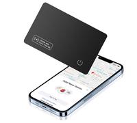 Localisateur Mince au Format Carte Ultra Fin 1.6mm Compatible avec Apple Find My (Système d’iOS - Dispositif Anti-Perte Rechargeable sans Fil - Traqueur Noir Discret pour Portefeuille, Sac ou Bagage