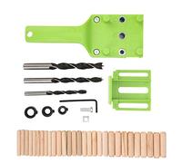 Locateur de Trou Droit pour Travail du Bois 38 Pièces, Guide de Perçage Ajustable, Kit avec Forets et Goujons Jaune - Précision au Millimètre, Compatible Forets 6mm 8mm 10mm, (Verte)
