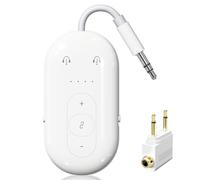 LOCCESS Adaptateur Bluetooth d'avion pour écouteurs, émetteur audio Bluetooth pour TV, émetteur-récepteur 2 en 1 avec prises AUX 3,5 mm pour haut-parleur, voiture, salle de sport