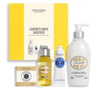 L'OCCITANE - Coffret Corps Douceur - Savon Karité Lait, Huile de Douche Amande, Voile de Lait Corps Amande et Crème Mains Karité - Fabriqué en France