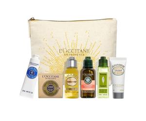 L'Occitane Trousse cadeau avec huile de bain 35 ml, gel douche verveine 50 ml, lait corporel aux cerisiers 35 ml, crème mains au beurre de karité 20 ml et savon 50 g