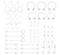LOCCY 48Pcs Piercing Plastique Retainers, Clair Retainer Piercing Transparent Invisible pour Nez Labret Oreille Nombril Lèvre Septum Helix Langue Téton Tragus 14G 16G 18G 20G (Transparent-48 pièces 1)