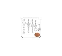 LOCCY 5-6 Pièces 14G Piercing Nombril Acier Inoxydable, Argent Or Piercing Nombril Clicker Piercings Anneaux de Nombrils Coeur CZ Nombrils Navel Piercings Bijoux pour Femmes (Argent-5 Pièces)