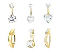 LOCCY 6 Pièces 14G Piercing Nombril Acier Inoxydable, Argent Or Piercing Nombril Clicker Piercings Anneaux de Nombrils Coeur CZ Nombrils Navel Piercings Bijoux pour Femmes (Or)