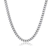 LOCCY Chaîne Franco Homme, Acier Inoxydable Argent Collier 3/4/5/6mm Chaîne Collier Franco Bijoux pour Hommes Garçons, Longueur 46/51/56/61/66cm (Argent-3mm, 61.00)