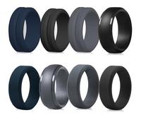 LOCCY Lot de 8 Bagues en Silicone pour Homme Bagues Anneaux de Mariage en Silicone pour Femmes et Homme Multicolore Confortables et Sans Danger pour Peau (Multicouleur A, 72)
