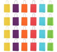 LOCCY Sacs Cadeaux, 24 Pièces Sacs en Papier avec Poignées Sacs en Papier Colorés Sac en Papier Kraft pour Les Vacances Mariage ou Anniversaire, 12x6x15cm (Coloré-16x8x22cm)