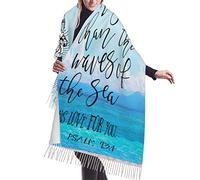 L'Océan Est Plus Puissant Que Les Vagues : Son Amour Pour Toi (Psaumes Religieux) Étole Châle De Femme Classique Écharpe Femme Hiver Glands Foulard