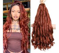 Locescsoc 24 Inch French Curls Braiding Hair 8 Packs Spanish Curly Braids Pre Stretched Loose Wave Soft French Curl Synthetic Braiding Hair Extensions for Women (350#, 24 Inch (Pack of 8))